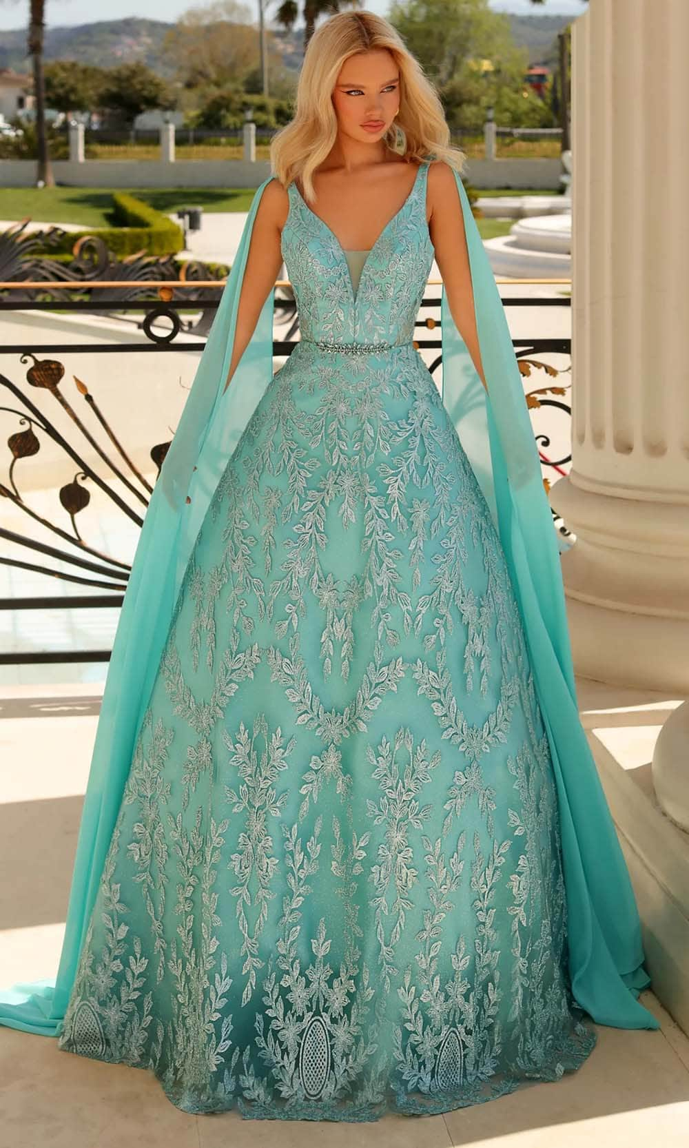 Image of Clarisse 811040 - Embroidered Sleeveless Ballgown