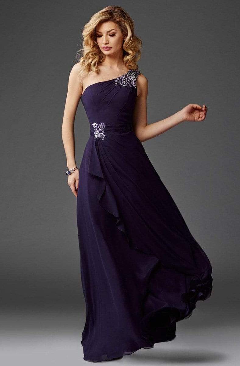 Image of Clarisse - M6403 Draped Ornate Asymmetrical Gown