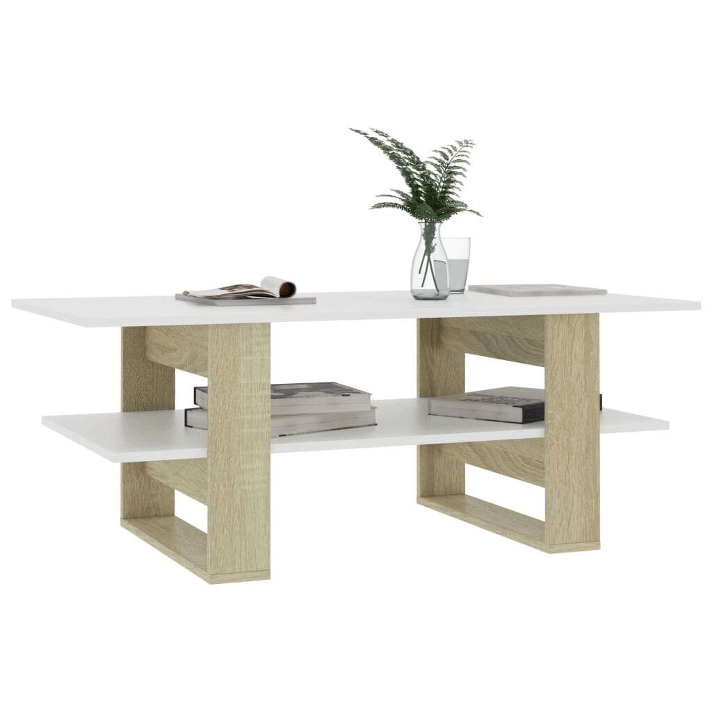 Image of Coffee Table White and Sonoma Oak 433"x216"x165" Chipboard