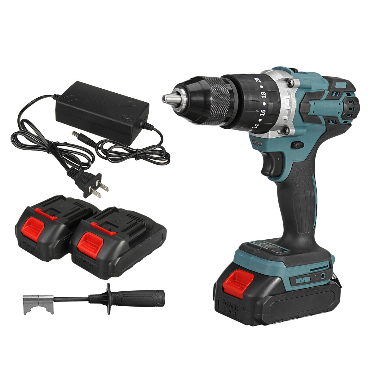Image of Cordless Electric Impact Drill 3 in 1 Rechargeable Drill Screwdriver 13mm Chuck W/ 1 or 2 Li-ion Battery For Makita