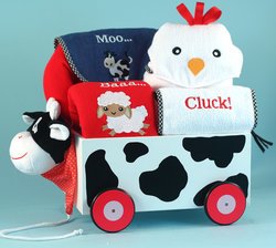 Image of Cow & Friends Wagon & Layette Baby Gift Set