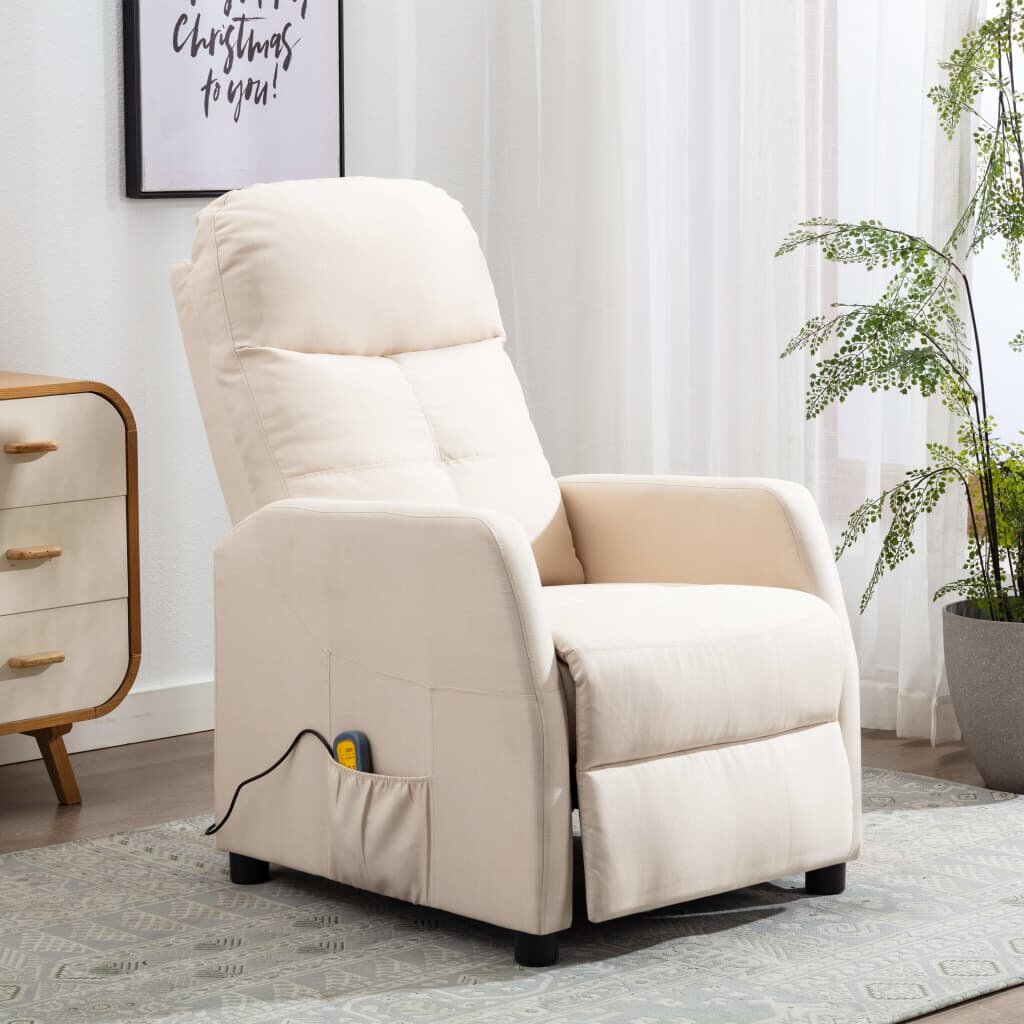 Image of Cream Rocking Massage Chair and Recliner Shiatsu and Rolling Massage for Body Relaxation Deep Tissue Kneading Massages