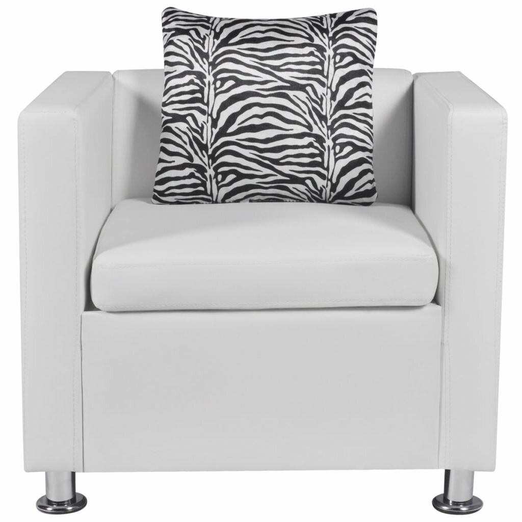 Image of Cube Armchair White Faux Leather
