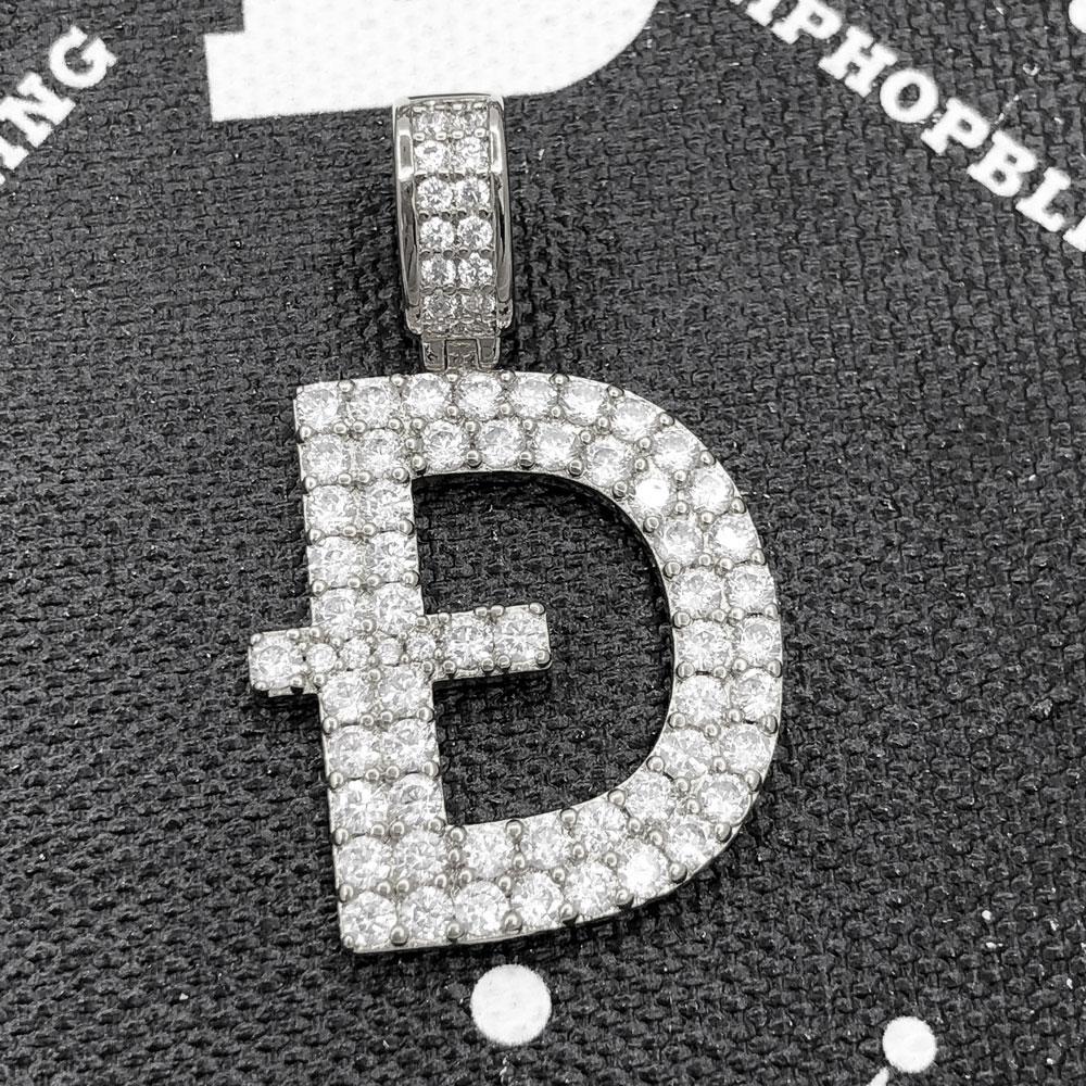 Image of D Dogecoin Inspired Iced Out Pendant 925 Sterling Silver ID 40561884528833