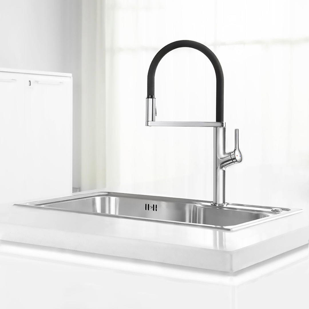 Image of DABAI Kitchen Sink Sensor Faucet w/ Pre-rinser Sprayer Induction Rotatable Touchless One Handle Hot Cold Mixer Tap from