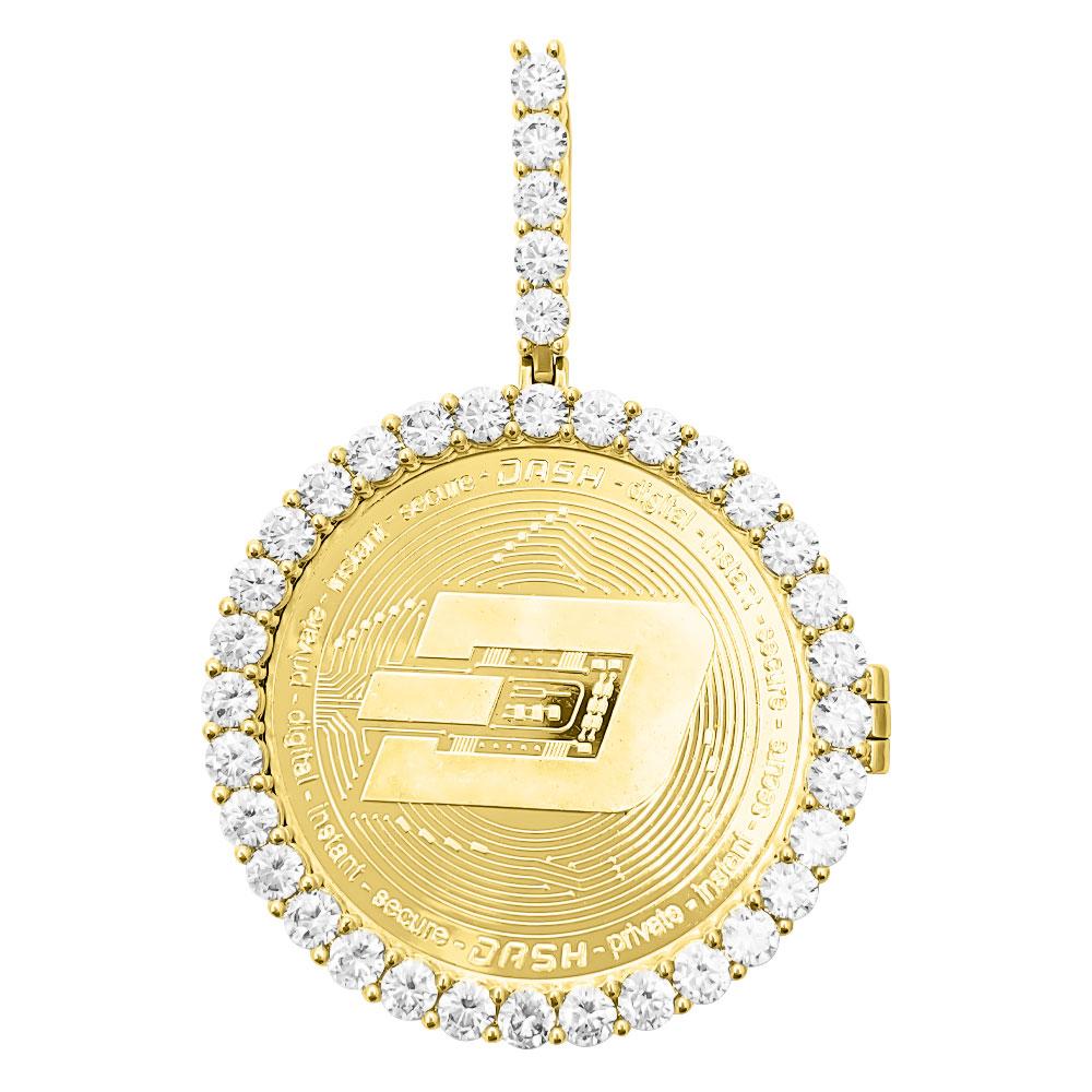 Image of DASH Coin Iced Out Frame Pendant ID 40997014012097