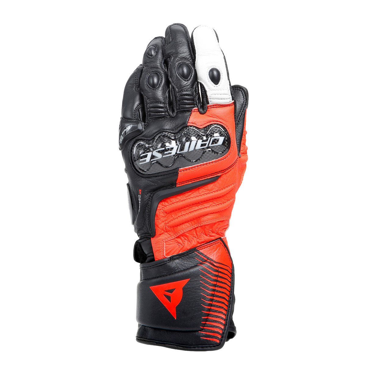 Image of Dainese Carbon 4 Long Schwarz Fluo Rot Weiß Handschuhe Größe S