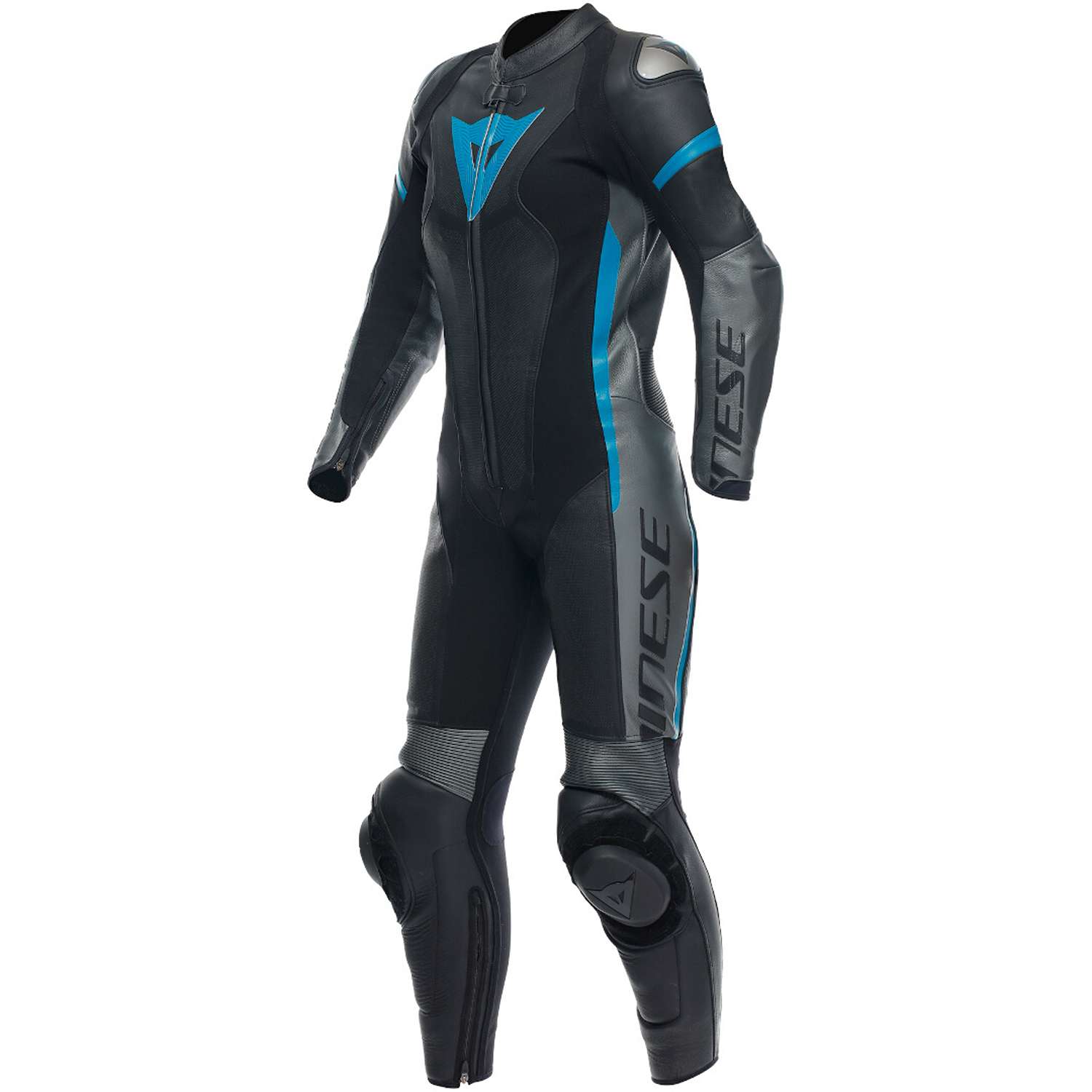 Image of Dainese Grobnik Lady Leather 1Pc Suit Perf Black Anthracite Teal Size 50 ID 8051019498199