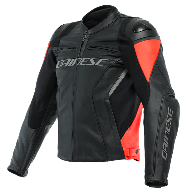 Image of Dainese Racing 4 Leather Noir Fluo Rouge Blouson Taille 46