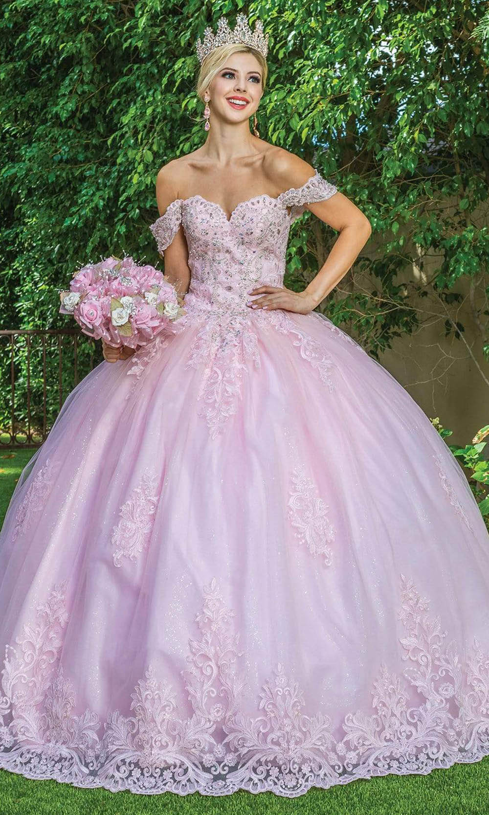 Image of Dancing Queen - 1581 Off Shoulder Applique Ballgown