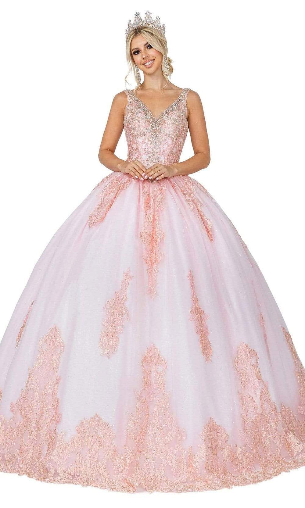 Image of Dancing Queen - 1588 Embellished V Neck Ballgown