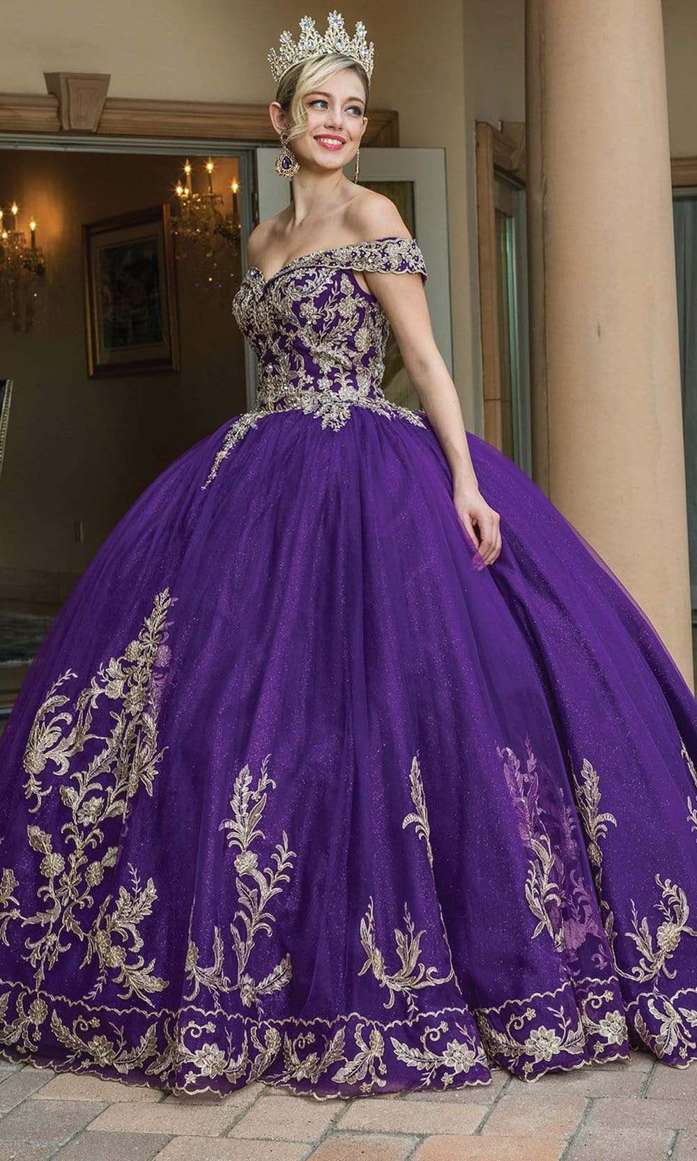 Image of Dancing Queen - 1596 Embroidered Off Shoulder Ballgown