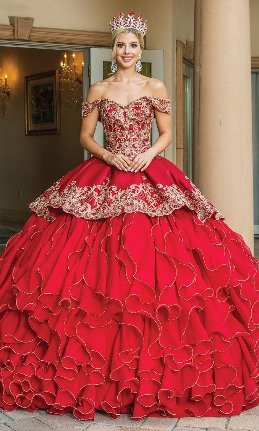 Image of Dancing Queen - 1599 Applique-Ornate Ruffled Ballgown