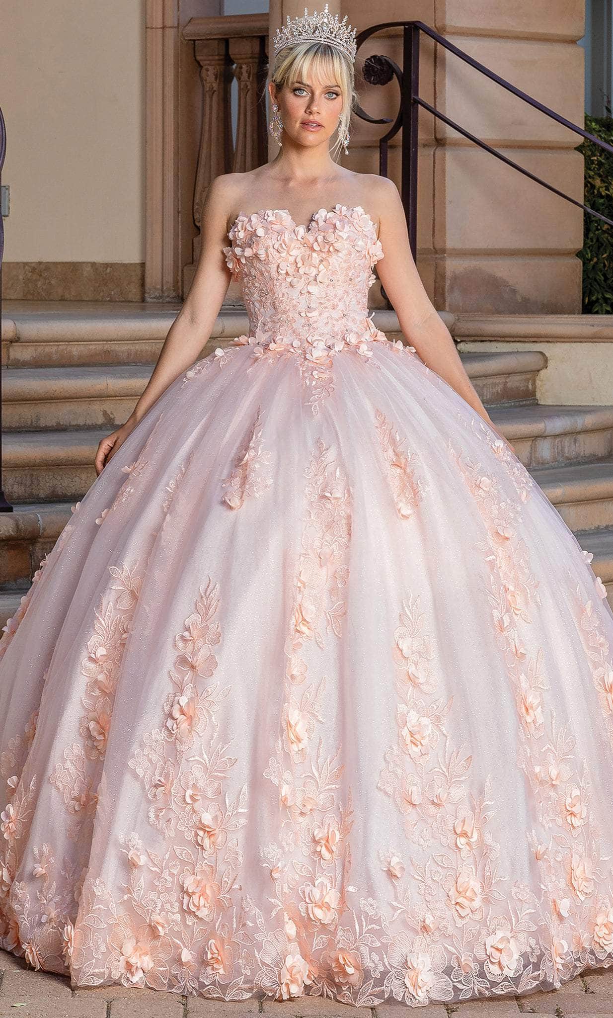 Image of Dancing Queen 1705 - Strapless Embroidered Ballgown