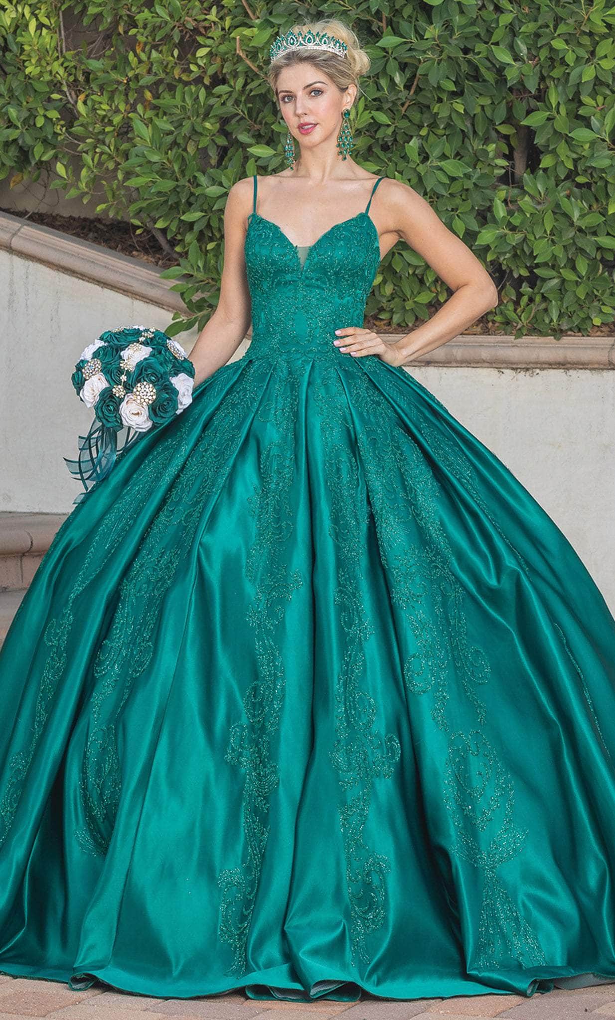 Image of Dancing Queen 1756 - Embellished V-Neck Pleated Ballgown