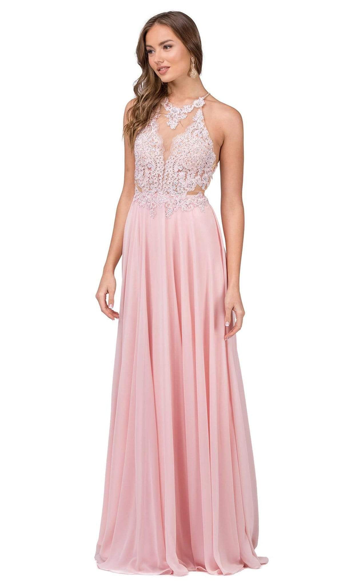 Image of Dancing Queen - 2015 Lace Embellished Illusion Bodice Chiffon Gown