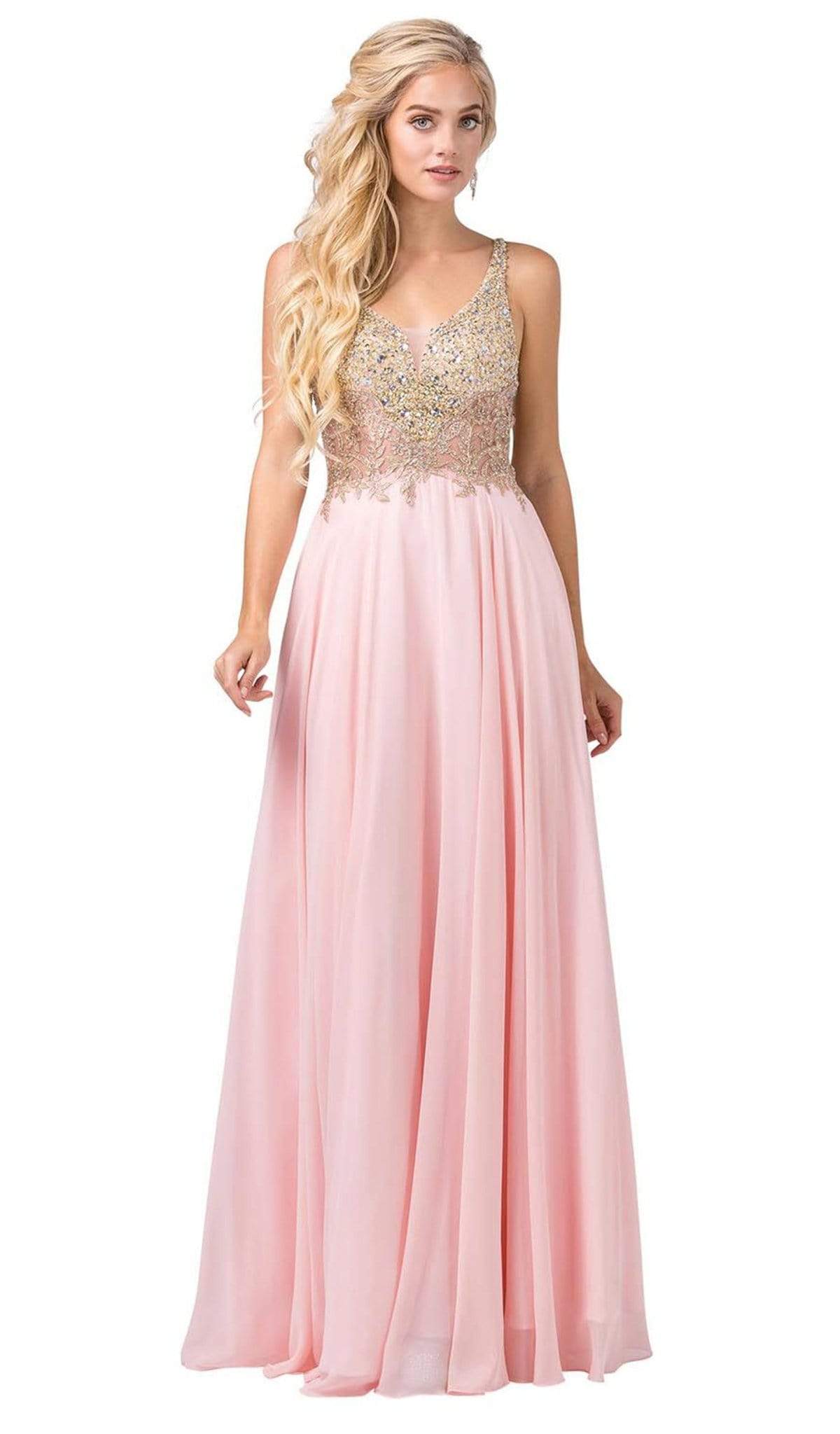 Image of Dancing Queen - 2494 Jewel Encrusted Bodice A-Line Chiffon Gown