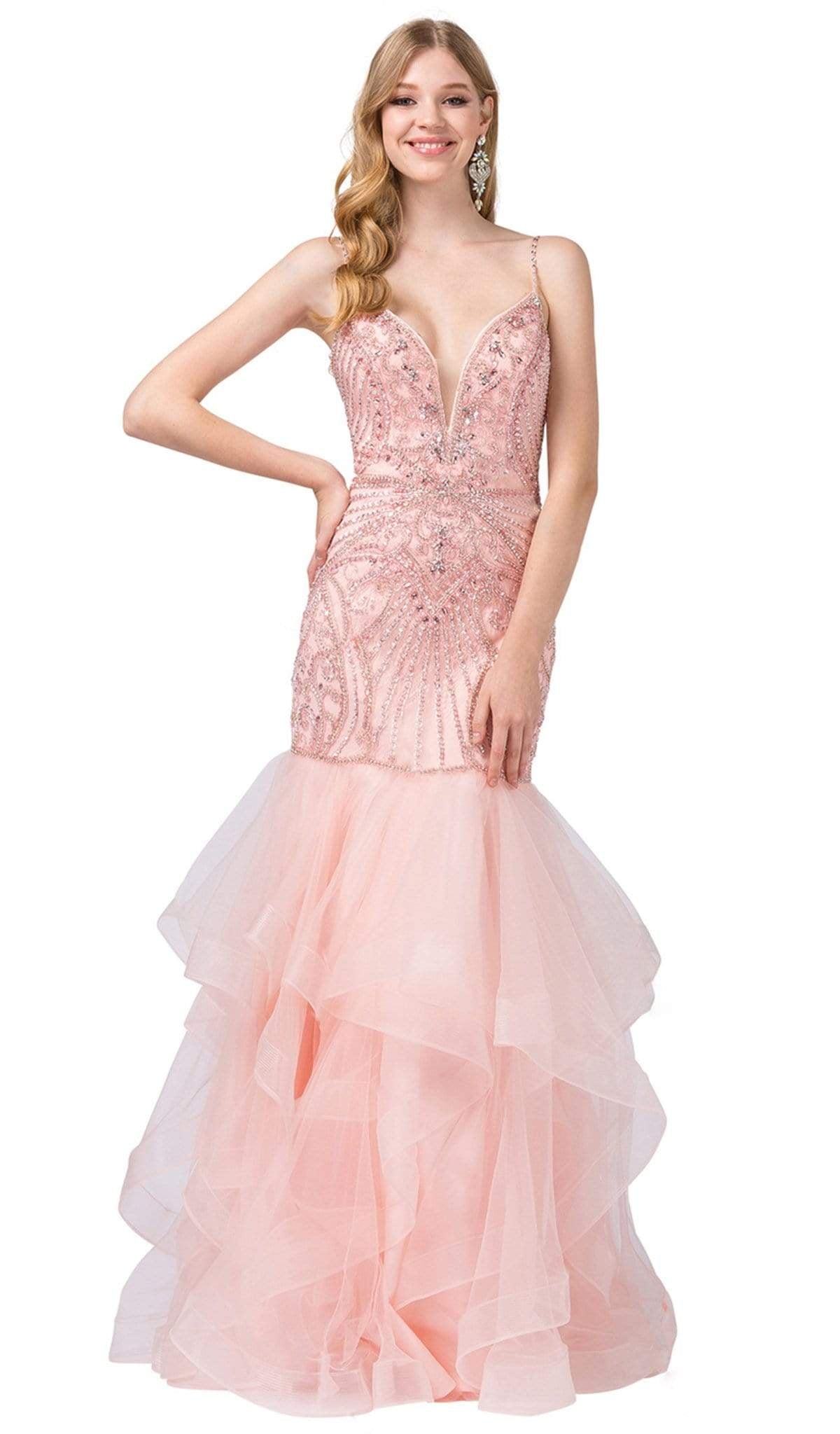 Image of Dancing Queen - 2523 Bead-Adorned Plunging Sweetheart Trumpet Gown