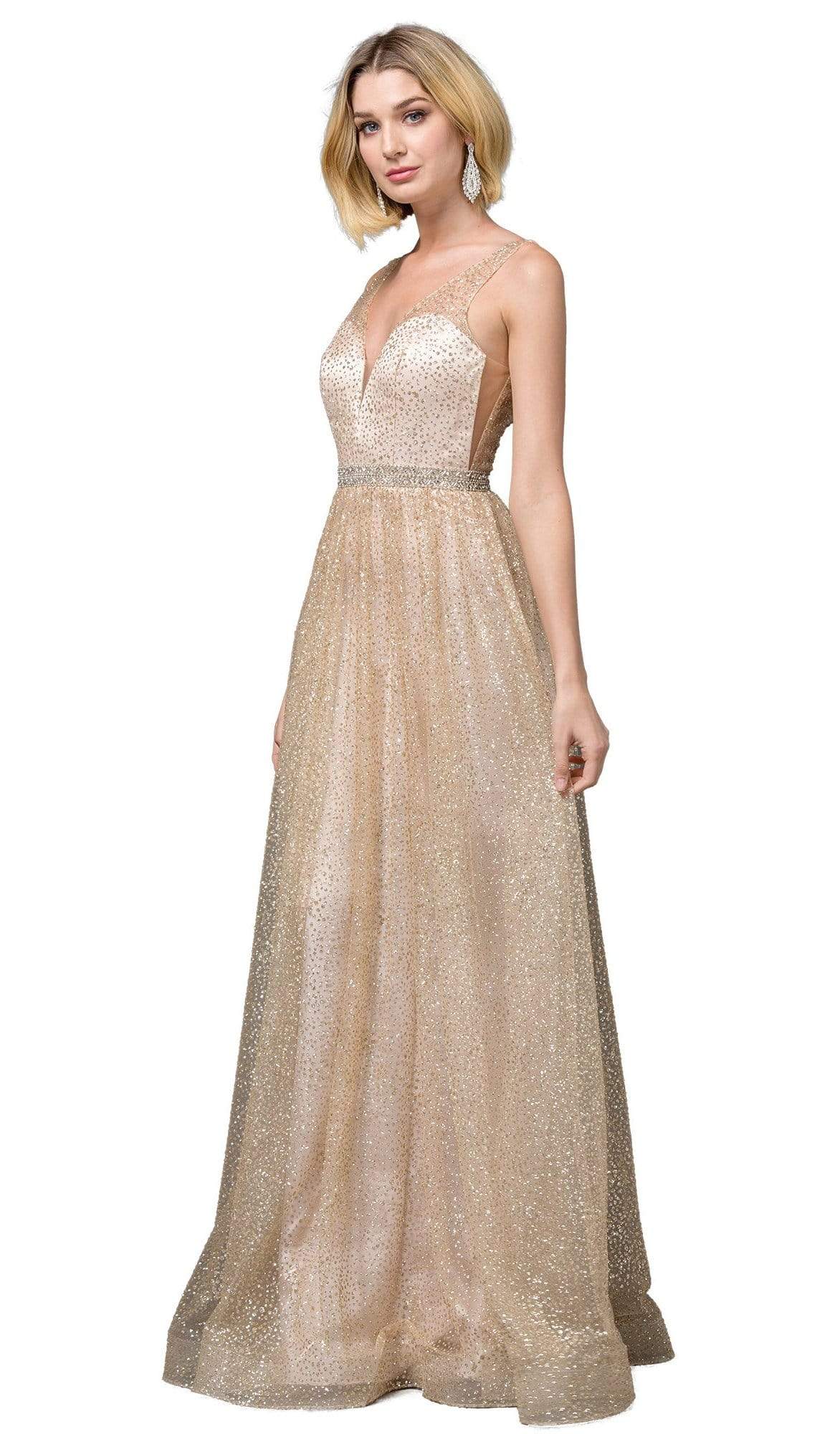 Image of Dancing Queen - 2834 Plunging V-Neck A-Line Evening Gown