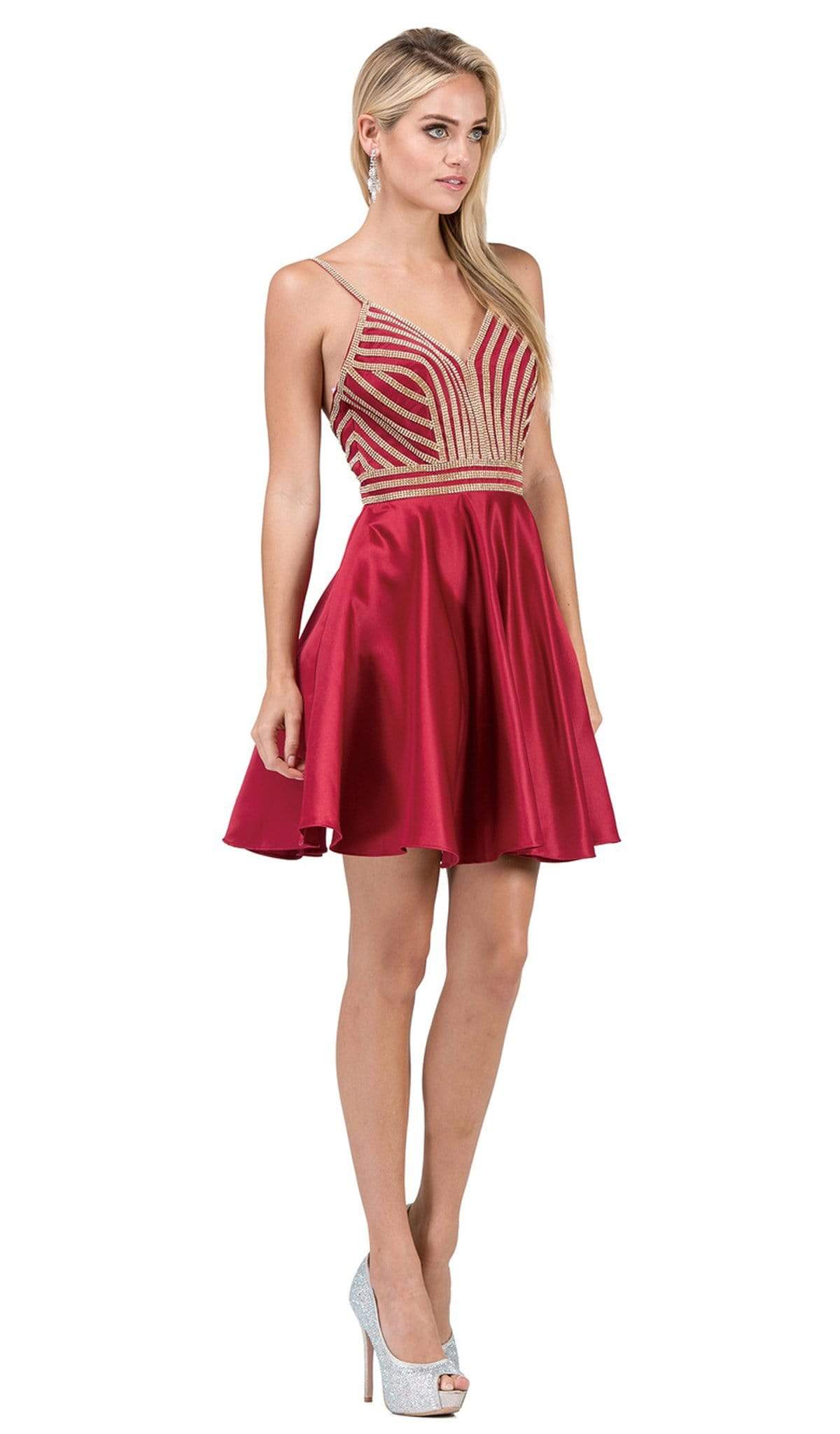 Image of Dancing Queen - 3009 Beaded V-neck A-line Homecoming Dress