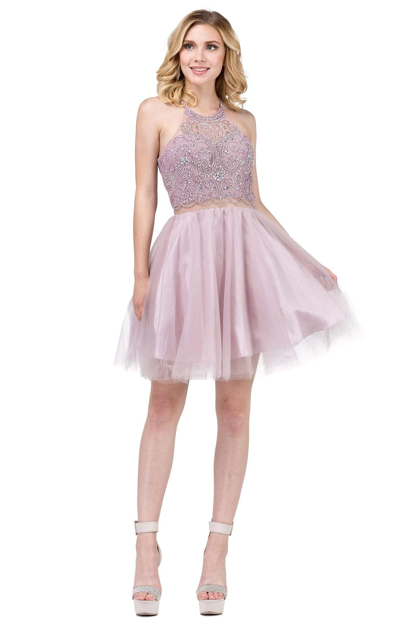 Image of Dancing Queen - 3087 Embellished Halter A-Line Cocktail Dress