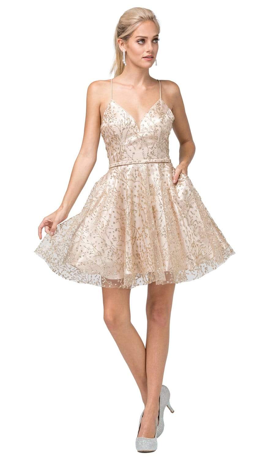 Image of Dancing Queen - 3154 Trailing Glitter Motif A-Line Dress