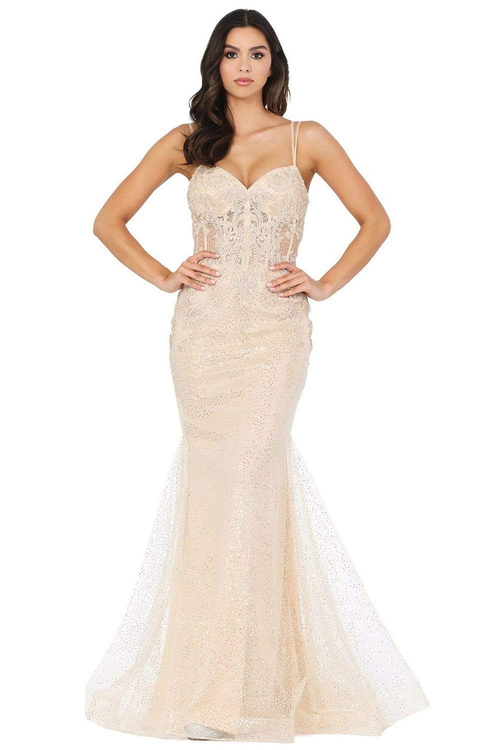 Image of Dancing Queen - 4045 Illusion Corset Jewel-Strewn Mermaid Gown