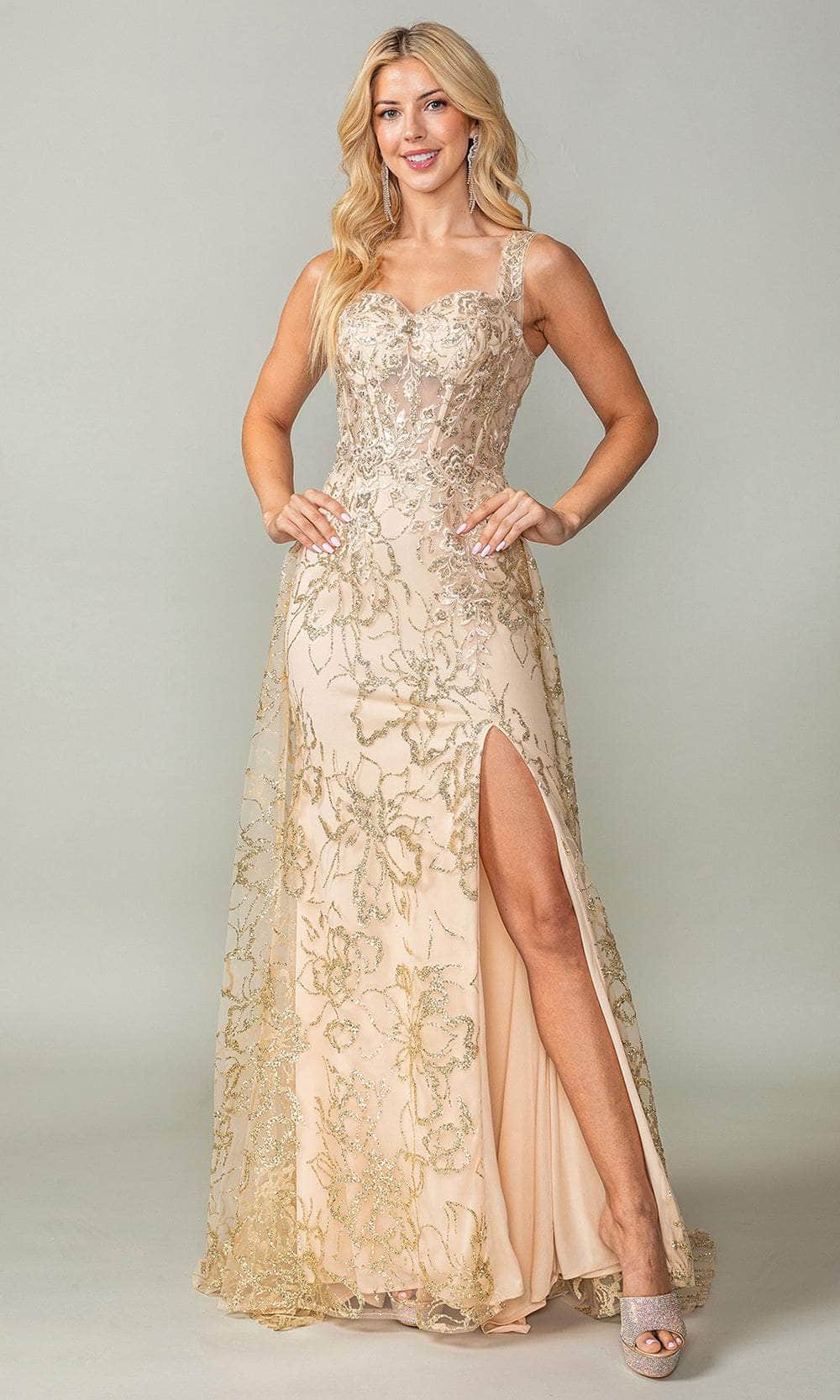 Image of Dancing Queen 4379 - Floral Glitter Print Prom Dress