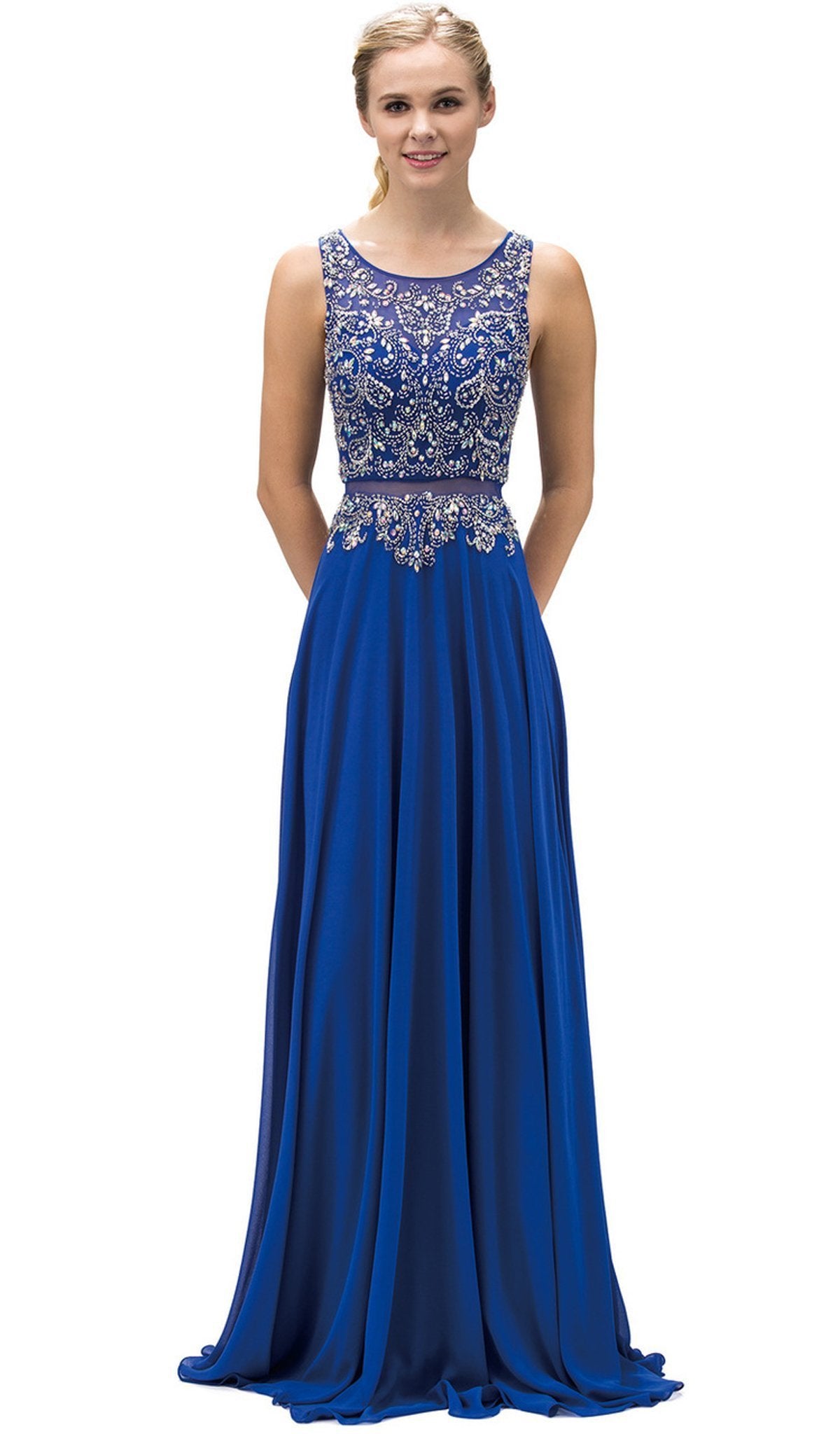 Image of Dancing Queen - 9150 Intricately Bejeweled Illusion Two Piece- Prom Dress