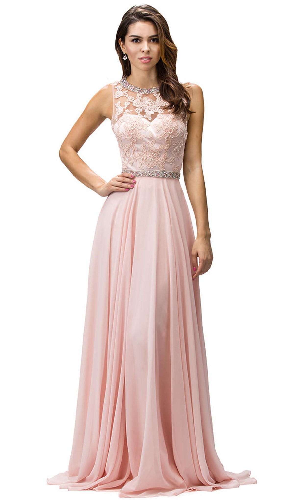 Image of Dancing Queen - 9281 Sleeveless Open Back Chiffon Long Prom Dress