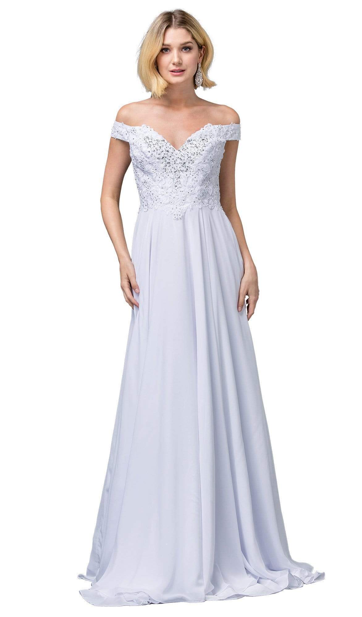 Image of Dancing Queen Bridal - 137 Embellished Off-Shoulder A-line Gown