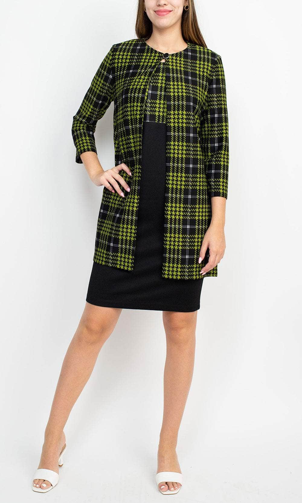 Image of Danny & Nicole 27134M - Checkered Sheath Formal Dress