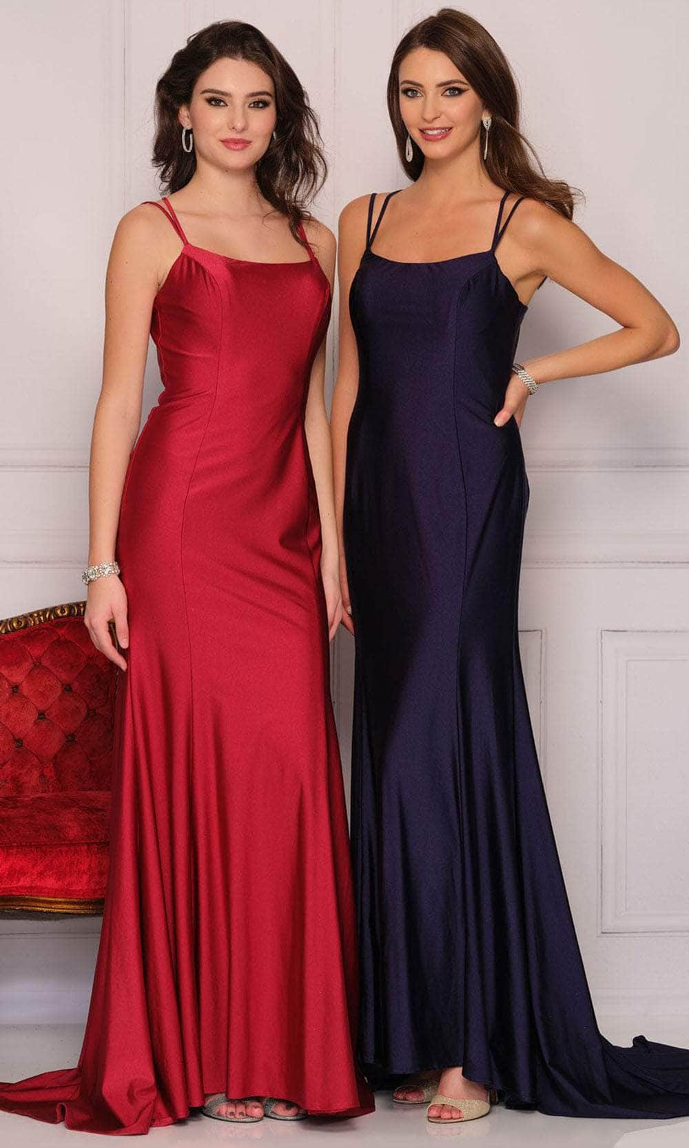 Image of Dave & Johnny A10049 - Laced-Up Back Long Satin Evening Gown
