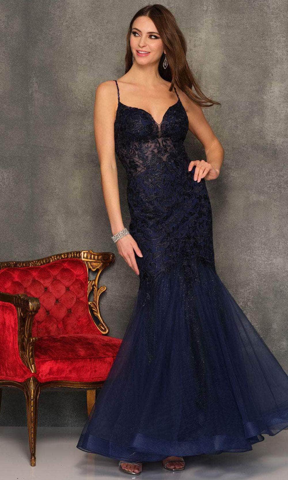 Image of Dave & Johnny A10625 - Embroidered Trumpet Prom Dress