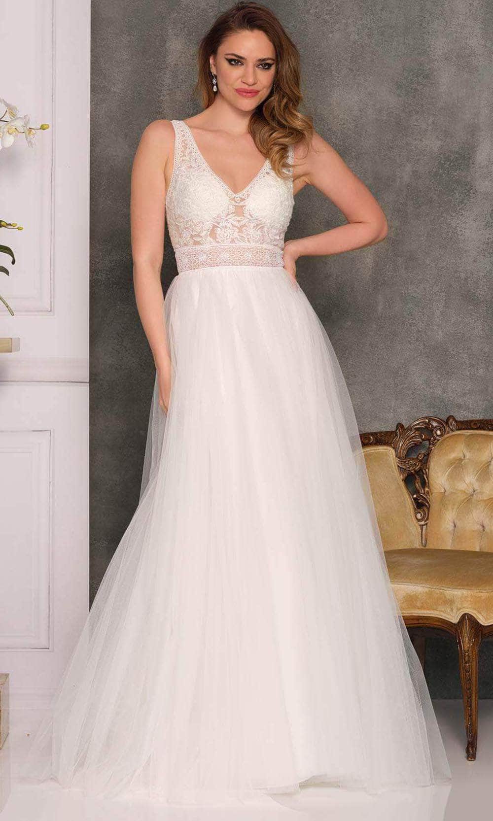Image of Dave & Johnny Bridal A10461 - Laced Waistband Bridal Gown
