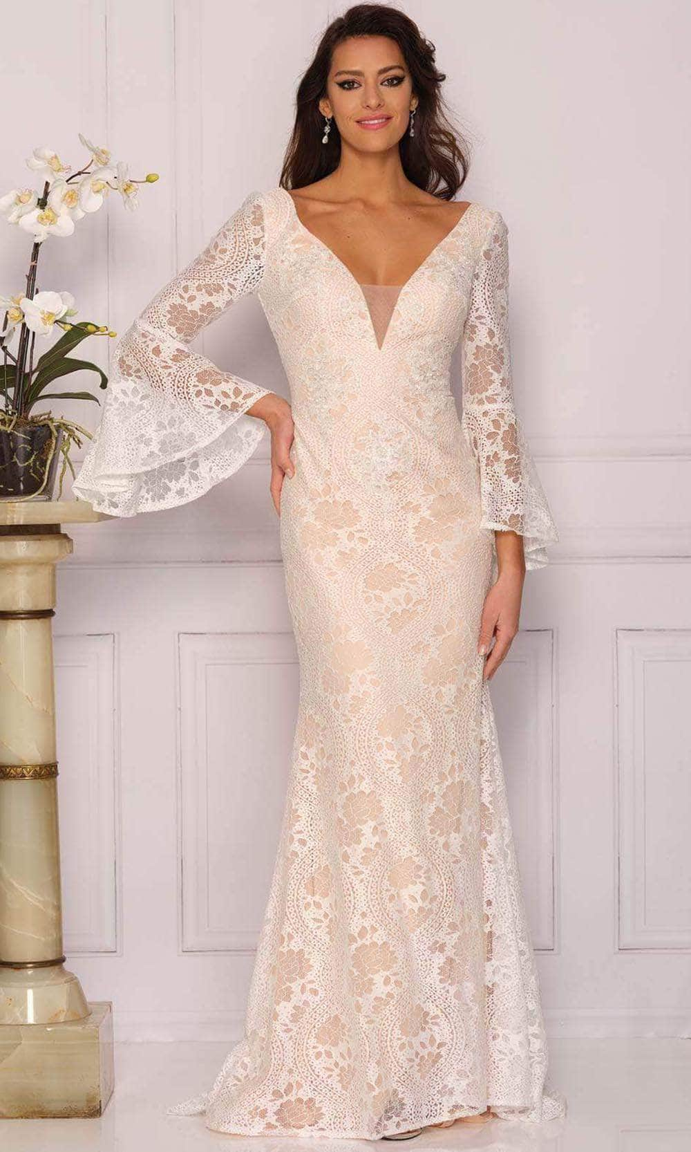 Image of Dave & Johnny Bridal A10486 - Laced Long Sleeved Bridal Gown