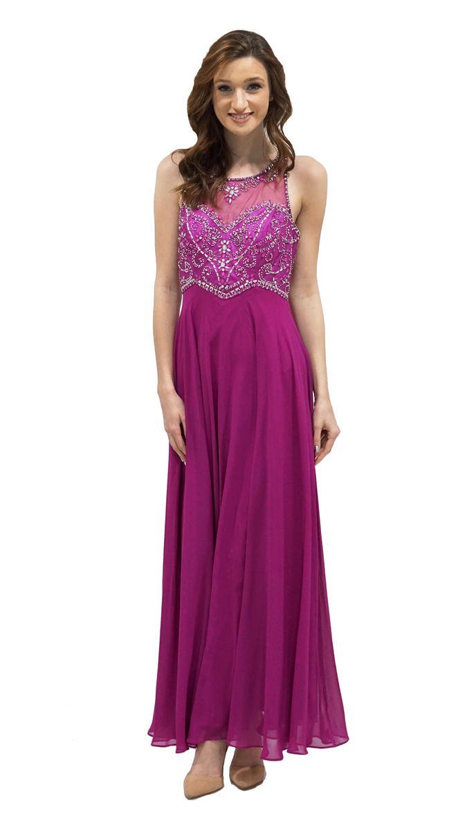 Image of Decode 18 - 184057 Beaded Embellished Racerback Flowy Evening Gown