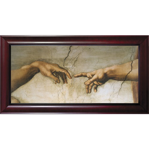 Image of Detailed Creation of Adam and Hand God Image with Cherry Frame