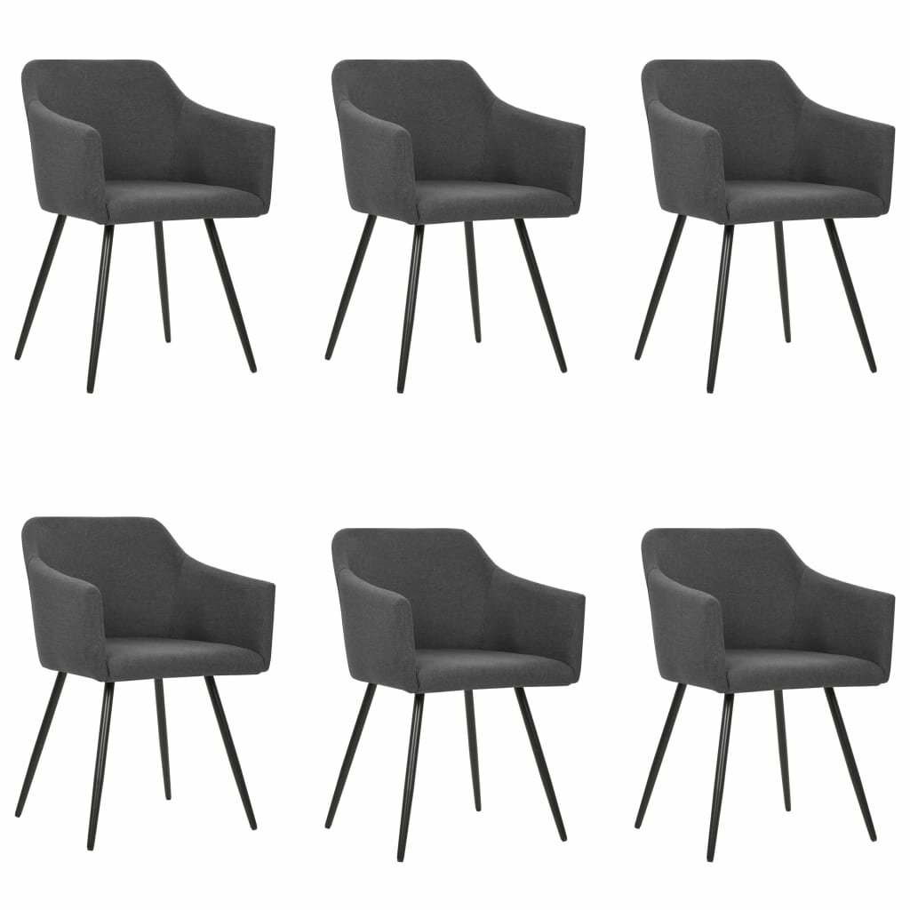 Image of Dining Chairs 6 pcs Dark Gray Fabric