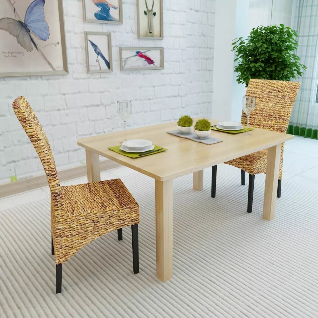 Image of Dining room chairs 2 pcs abaca and solid mango wood