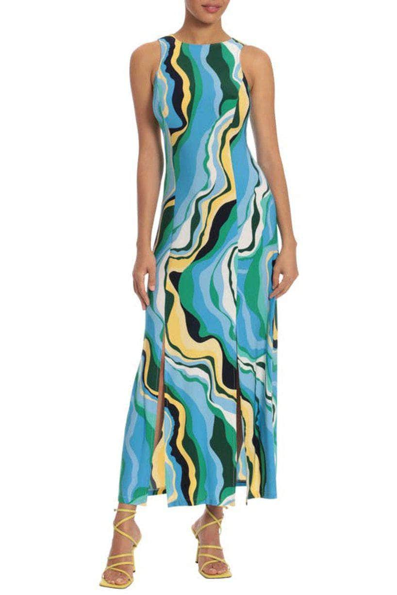 Image of Donna Morgan DT037M - Sleeveless Print Dress with Slits