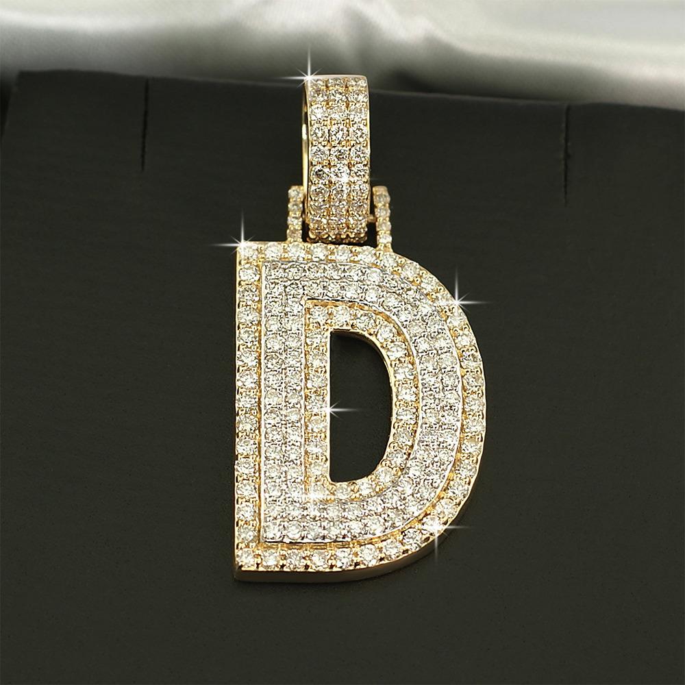 Image of Double Block Letter Initial Diamond Pendant 10K Yellow Gold ID 41128986575041