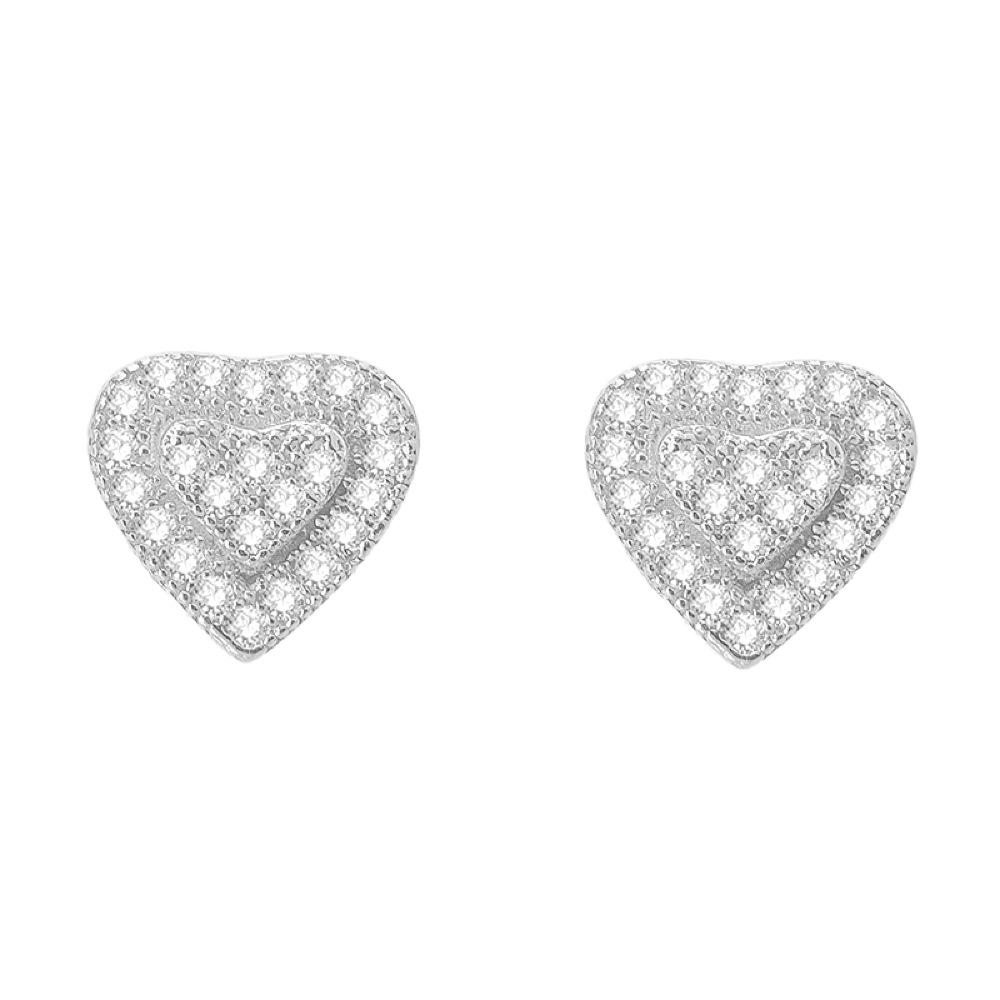 Image of Double Heart VVS Moissanite Earrings 925 Sterling Silver ID 40327663943873