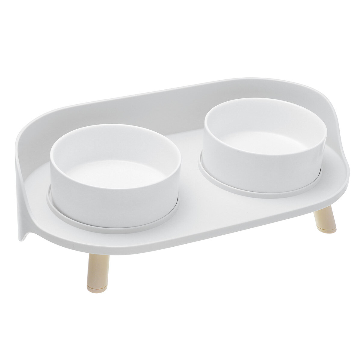Image of Double Holes Ceramic Cat Feeder Bowl Splash-proof High Quality Ceramic Pet Bowl Separate Design Anti-slip Design