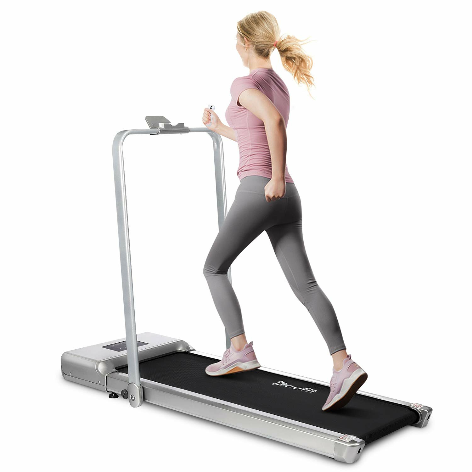 Image of Doufit TD-01 2-in-1 Folding Treadmill Walking Exercise Machine with LED Display Remote Control for Home Office Gym Fitne