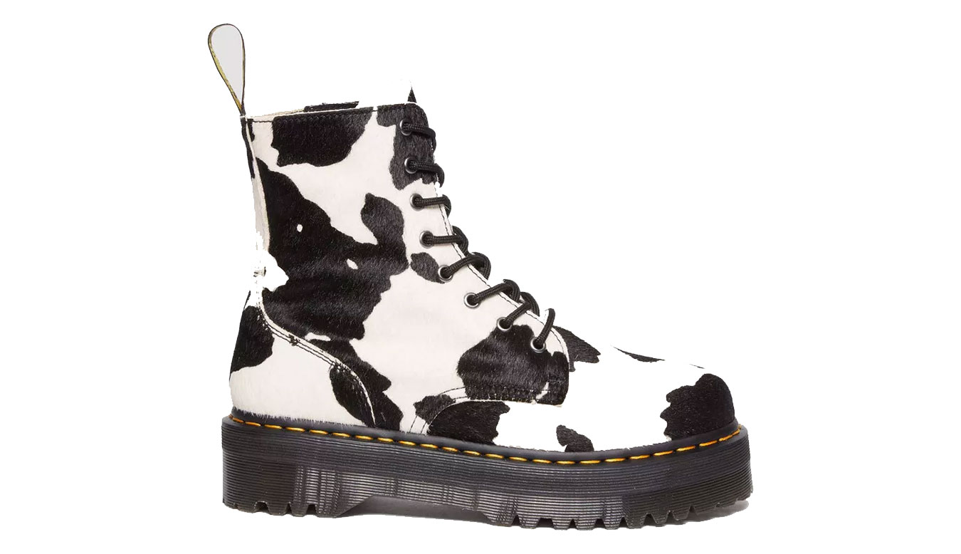 Image of Dr Martens Jadon Boot Hair-On Cow Print Platforms IT