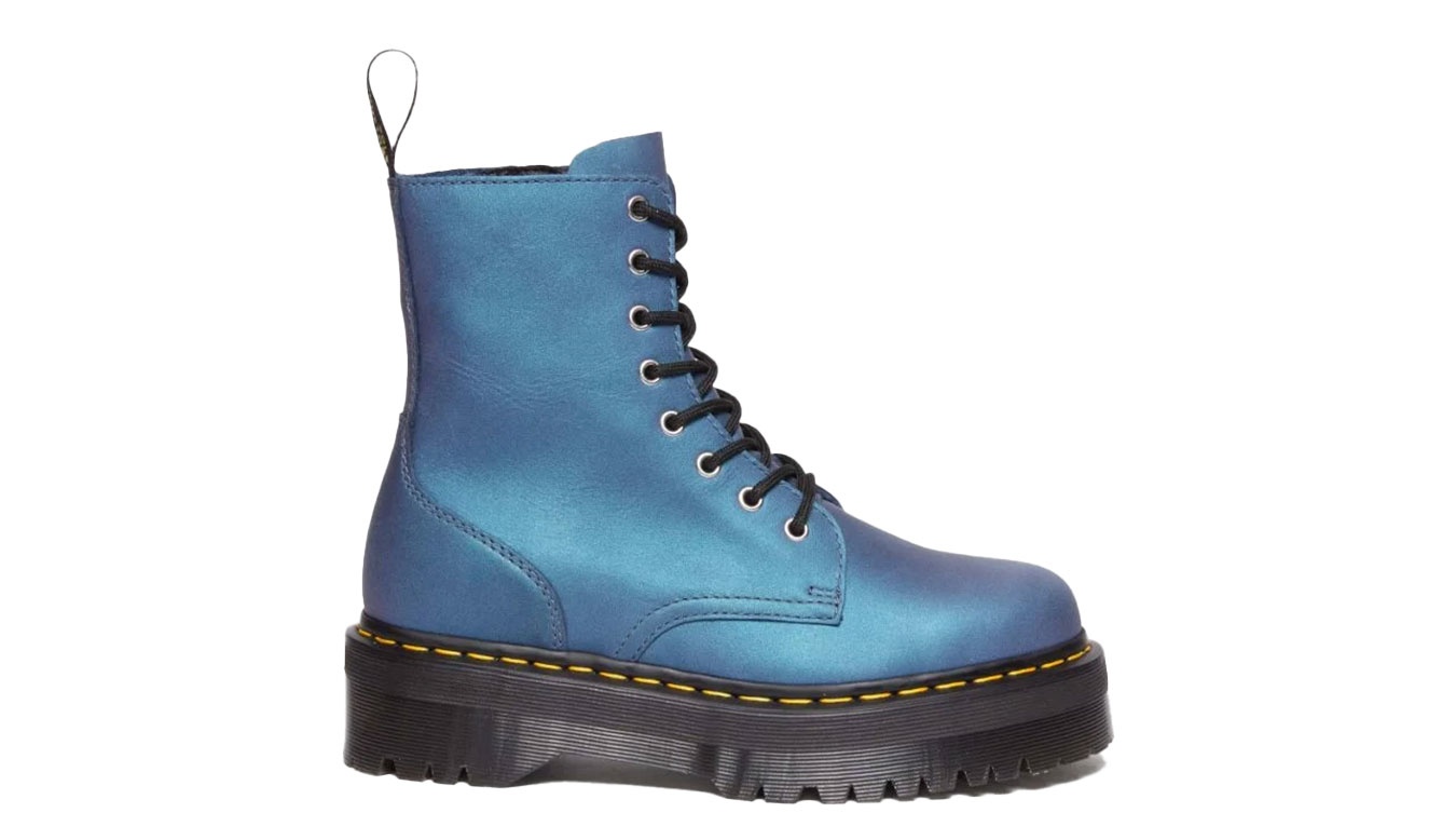 Image of Dr Martens Jadon Deep Blue Leather Platform Boots IT