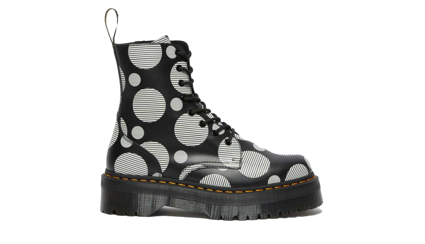 Image of Dr Martens Jadon Polka Dot Smooth Leather Platform Boots SK