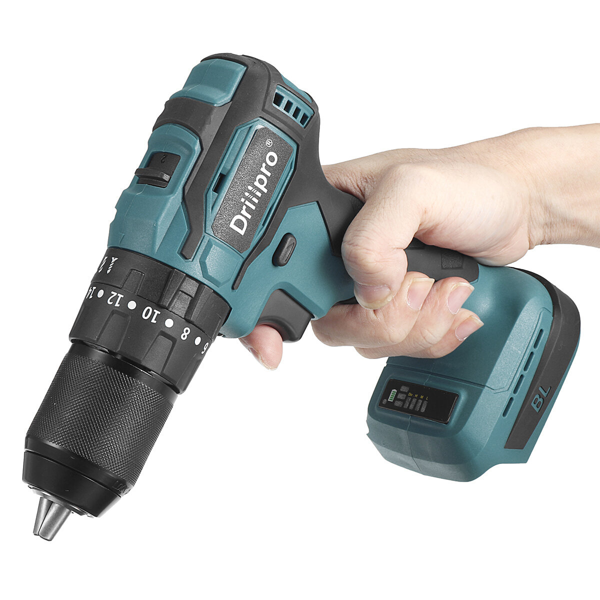 Image of Drillpro 10mm/13mm Cordless Brushless Impact Drill Driver Rechargable Electric Screwdriver Driver Fit Makita