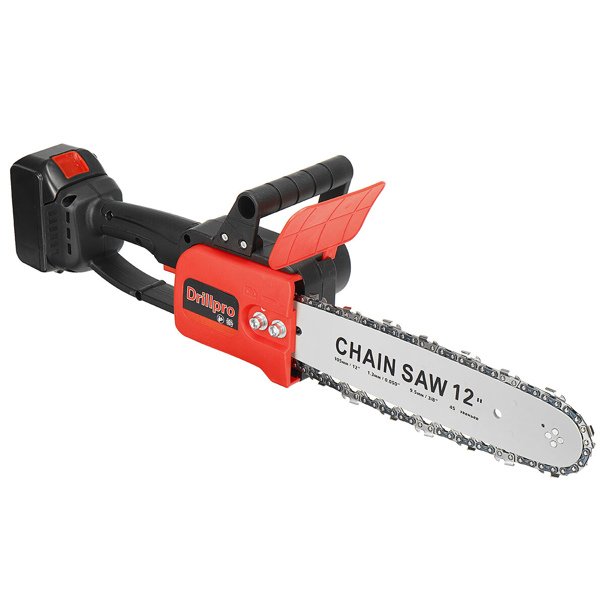 Image of Drillpro 12In 3200W Li-ion Battery Chainsaw Brushless Cordless Rechargable Chain Saws Wood Cutter With 1 or 2 Battery